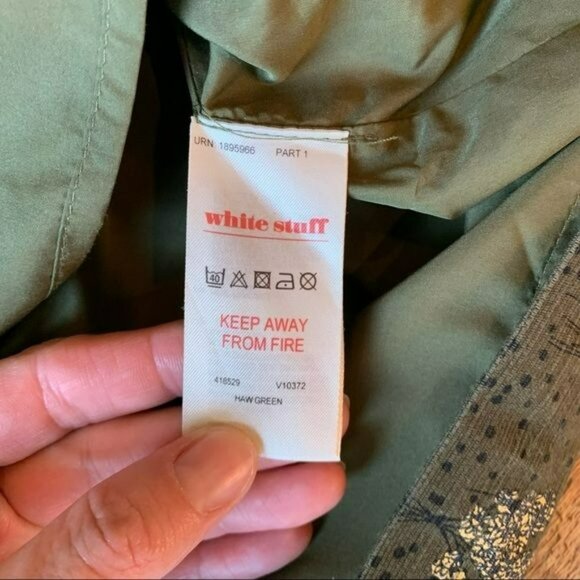 Vintage White plus size stuff skirt green flower knee length - Picture 5 of 9